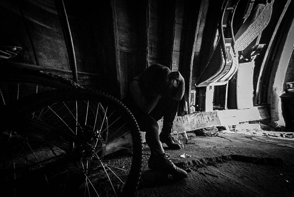 woman in garage